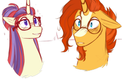 Size: 1600x1050 | Tagged: safe, artist:purplegrim40, moondancer, sunburst, pony, unicorn, blushing, female, glasses, male, mare, shipping, simple background, stallion, straight, sundancer, transparent background