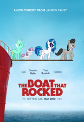 Size: 873x1280 | Tagged: safe, artist:staticwave12, edit, dj pon-3, lyra heartstrings, octavia melody, sweetie belle, vinyl scratch, earth pony, pony, unicorn, pirate radio, poster, the boat that rocked