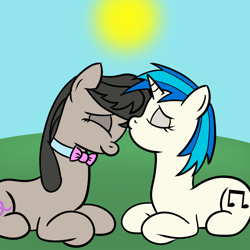 Size: 900x900 | Tagged: safe, artist:minecrafterfield, dj pon-3, octavia melody, vinyl scratch, earth pony, pony, unicorn, female, kissing, lesbian, scratchtavia, shipping