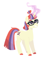 Size: 741x895 | Tagged: safe, artist:mojothebrojo, moondancer, pony, unicorn, female, glasses, lineless, magic, mare, simple background, solo, white background