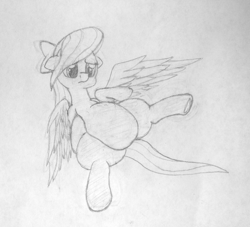 Size: 906x824 | Tagged: safe, artist:anonymous, flitter, pegasus, pony, belly, chubby, drawing, solo, traditional art