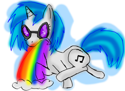 Size: 4500x3300 | Tagged: safe, artist:christhaflareon, dj pon-3, vinyl scratch, pony, unicorn, puking rainbows, rainbow, vomit