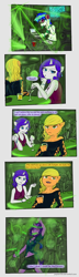 Size: 1991x6875 | Tagged: safe, artist:poptart36, applejack, dj pon-3, rarity, twilight sparkle, vinyl scratch, anthro, bar, belly button, comic, dancing, dialogue, do the sparkle, martini, nightclub, olive, rave