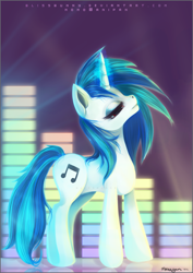 Size: 800x1129 | Tagged: safe, artist:felynea, dj pon-3, vinyl scratch, pony, unicorn, female, mare, solo, two toned mane, white coat