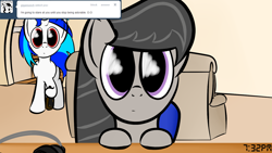 Size: 1100x619 | Tagged: safe, artist:abaddon41, dj pon-3, octavia melody, vinyl scratch, earth pony, pony, unicorn, ask, female, lesbian, scratchtavia, shipping, stare