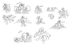 Size: 4080x2628 | Tagged: source needed, safe, artist:jykinturah, dj pon-3, octavia melody, rainbow dash, twilight sparkle, vinyl scratch, oc, earth pony, pegasus, pony, undead, unicorn, vampire, vampony, blood, monochrome, pirate dash, sketch, sketch dump, vampirism