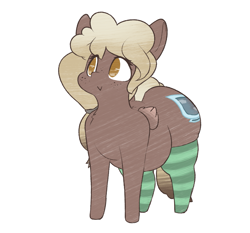 Size: 1369x1274 | Tagged: safe, artist:nom-sympony, oc, oc only, oc:sweet mocha, pegasus, pony, chubby, clothes, cute, female, large butt, mochabetes, ocbetes, simple background, socks, solo, striped socks, white background