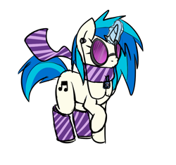 Size: 850x800 | Tagged: dead source, safe, artist:ritzin, dj pon-3, vinyl scratch, pony, unicorn, clothes, scarf, socks, solo, striped socks