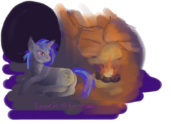 Size: 1152x832 | Tagged: safe, artist:kamaete-ink, dj pon-3, vinyl scratch, pony, unicorn, 30 minute art challenge, fire