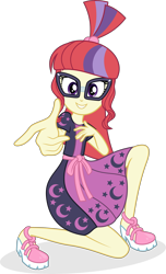 Size: 3128x5132 | Tagged: safe, artist:punzil504, moondancer, better together, equestria girls, i'm on a yacht, absurd resolution, clothes, cute, equestria girls-ified, female, glasses, looking at you, shoes, simple background, skirt, smiling, solo, transparent background, vector