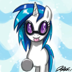 Size: 900x900 | Tagged: safe, artist:johnjoseco, dj pon-3, vinyl scratch, pony, unicorn, solo, tongue out