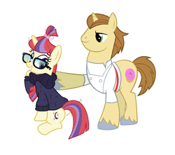 Size: 1134x1002 | Tagged: safe, edit, editor:proto29, donut joe, moondancer, pony, clothes, female, male, moondonut, shipping