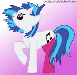 Size: 500x492 | Tagged: safe, artist:amadgirlinadalek, dj pon-3, vinyl scratch, pony, unicorn, 30 minute art challenge, clothes, socks, solo, striped socks