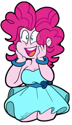 Size: 1605x2777 | Tagged: safe, artist:befishproductions, pinkie pie, equestria girls, chubby, clothes, cute, diapinkes, dress, signature, simple background, solo, transparent background