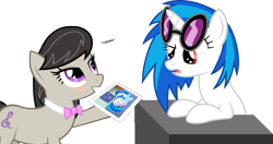 Size: 1920x1012 | Tagged: safe, artist:nsaiuvqart, dj pon-3, octavia melody, vinyl scratch, earth pony, pony, unicorn, blushing, clothes, female, lesbian, scratchtavia, shipping, socks