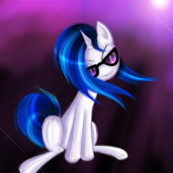 Size: 1400x1400 | Tagged: safe, artist:myhysteria, dj pon-3, vinyl scratch, pony, unicorn, female, mare, solo, two toned mane, white coat