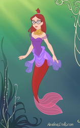 Size: 390x620 | Tagged: safe, artist:azaleasdolls, artist:unicornsmile, moondancer, mermaid, equestria girls, clothes, crossover, disney, fins, glasses, jewelry, mermaid maker, mermaid tail, mermaidized, necklace, species swap, tail, the little mermaid