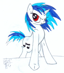 Size: 2382x2688 | Tagged: safe, artist:vegemiteguzzler, dj pon-3, vinyl scratch, pony, unicorn, high res, traditional art