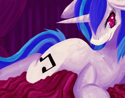 Size: 700x550 | Tagged: safe, artist:divinisity, dj pon-3, vinyl scratch, pony, unicorn, bed, female, horn, mare, white coat