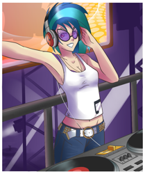 Size: 861x1030 | Tagged: safe, artist:sallymon, dj pon-3, vinyl scratch, human, female, humanized, solo