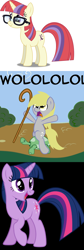 Size: 1272x3776 | Tagged: safe, artist:dashiesparkle, artist:fluttershyisnot adoormat, artist:spaerk, derpy hooves, moondancer, tank, twilight sparkle, pegasus, pony, unicorn, age of empires, female, glasses, male, meme, wololo