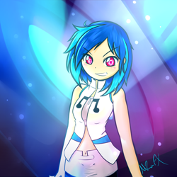 Size: 1000x1000 | Tagged: safe, artist:mrafx, dj pon-3, vinyl scratch, human, clothes, female, humanized, solo