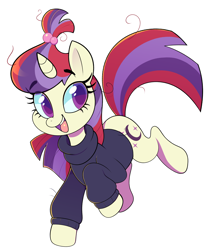 Size: 2894x3414 | Tagged: safe, alternate version, artist:norithecat, moondancer, pony, unicorn, clothes, cute, dancerbetes, digital, female, happy, missing accessory, simple background, solo, sweater, white background