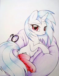 Size: 480x626 | Tagged: safe, artist:prettypinkpony, dj pon-3, vinyl scratch, pony, unicorn, solo, traditional art