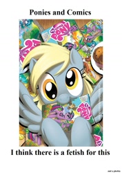 Size: 1020x1440 | Tagged: safe, idw, applejack, derpy hooves, dj pon-3, princess celestia, spike, twilight sparkle, vinyl scratch, winona, alicorn, dragon, earth pony, pegasus, pony, unicorn, comic book, female, idw advertisement, mare