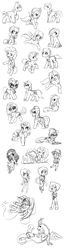 Size: 750x2825 | Tagged: safe, artist:fuyusfox, big macintosh, cheese sandwich, coco pommel, discord, dj pon-3, doctor whooves, mane-iac, marble pie, moondancer, night glider, nightmare moon, pinkie pie, rainbow dash, rarity, raven, roseluck, shining armor, starlight glimmer, sunburst, trouble shoes, vinyl scratch, earth pony, human, pegasus, pony, unicorn, chibi, connie maheswaran, crossed arms, dipper pines, glasses, gravity falls, hoof shoes, lapis lazuli (steven universe), lineart, necktie, pearl (steven universe), peridot (steven universe), pinkamena diane pie, raised hoof, steven universe