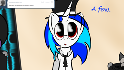 Size: 1100x619 | Tagged: safe, artist:abaddon41, dj pon-3, vinyl scratch, pony, unicorn, ask vinyl and octavia, female, horn, mare, white coat