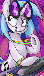 Size: 391x670 | Tagged: safe, artist:spainfischer, dj pon-3, vinyl scratch, pony, unicorn, glowstick, solo