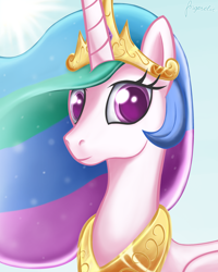 Size: 2000x2500 | Tagged: safe, artist:angerelic, princess celestia, alicorn, pony, bust, colored pupils, high res, solo