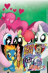 Size: 800x1213 | Tagged: safe, artist:amy mebberson, idw, apple bloom, dj pon-3, doctor whooves, hoity toity, pinkie pie, spitfire, sweetie belle, vinyl scratch, earth pony, pony, unicorn, comic, cover, idw advertisement, official comic