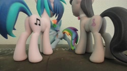 Size: 4320x2432 | Tagged: safe, dj pon-3, octavia melody, rainbow dash, vinyl scratch, earth pony, pegasus, pony, unicorn, 3d print, photo, plot