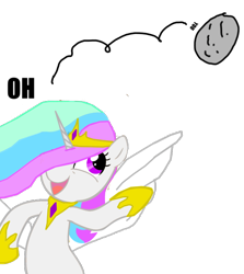 Size: 680x762 | Tagged: safe, princess celestia, alicorn, pony, female, horn, mare, moon, multicolored mane, oh u, oh you, solo, white coat