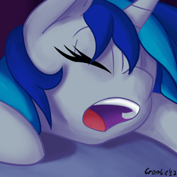 Size: 2500x2500 | Tagged: safe, artist:crombiettw, dj pon-3, vinyl scratch, pony, unicorn, face, high res, mouth, solo, yawn