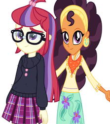 Size: 422x474 | Tagged: safe, moondancer, saffron masala, equestria girls, clothes, crack shipping, equestria girls-ified, female, feminism, kilt, kurta, lesbian, moonbetes, moonmasala, saffronbetes, shipping, skirt, sweater, tartan, wrong aspect ratio