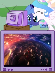 Size: 561x750 | Tagged: safe, princess celestia, princess luna, alicorn, pony, exploitable meme, meme, tengen toppa gurren lagann, tv meme