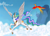 Size: 1600x1152 | Tagged: safe, artist:royallycrimson, philomena, princess celestia, alicorn, phoenix, pony, canterlot, cloud, duo, female, flying, mare, regalia