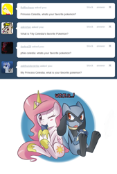 Size: 820x1214 | Tagged: safe, princess celestia, alicorn, pony, ask gamer luna, crossover, female, pokémon