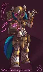 Size: 605x1000 | Tagged: safe, artist:atryl, dj pon-3, vinyl scratch, anthro, unguligrade anthro, 30 minute art challenge, belly button, costume, halloween, midriff, predator (franchise), yautja