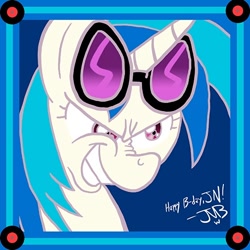 Size: 500x500 | Tagged: dead source, safe, artist:gamebuddy123, dj pon-3, vinyl scratch, pony, unicorn, bust, portrait