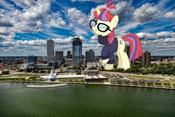 Size: 2201x1467 | Tagged: safe, artist:jhayarr23, moondancer, pony, female, giant pony, giantess, highrise ponies, irl, macro, milwaukee, photo, ponies in real life, wisconsin