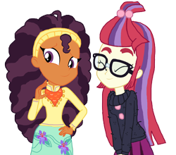 Size: 2064x1820 | Tagged: safe, artist:katnekobase, artist:ktd1993, edit, moondancer, saffron masala, equestria girls, equestria girls-ified, female, glasses, lesbian, moonmasala, shipping, smiling, smirk, vector, vector edit