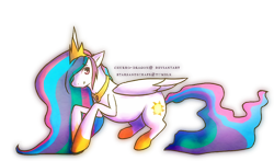 Size: 750x440 | Tagged: safe, artist:churro-dragon, princess celestia, alicorn, pony, crown, female, horn, mare, solo