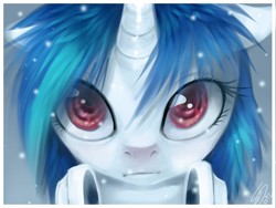 Size: 1600x1200 | Tagged: safe, artist:imalou, dj pon-3, vinyl scratch, pony, unicorn, 2012, bust, headphones, looking at you, portrait, solo