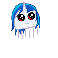 Size: 894x894 | Tagged: safe, artist:php38, dj pon-3, vinyl scratch, jellyfish, cute, filly, species swap, wrong eye color