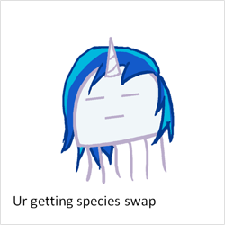 Size: 499x499 | Tagged: safe, dj pon-3, vinyl scratch, jellyfish, exploitable meme, filly, forced meme, meme, species swap, ur getting meme