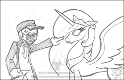 Size: 900x582 | Tagged: safe, artist:twisted-persona, princess celestia, human, glasses, nostalgia critic, tgwtg